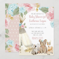 Bebê Chá Woodland Bear Deer Floral Teepee