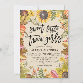 Convite Bebê Choreira Convida Pequenas Garotas Gêmeas Doce