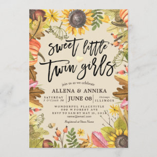 Convite Bebê Choreira Convida Pequenas Garotas Gêmeas Doce