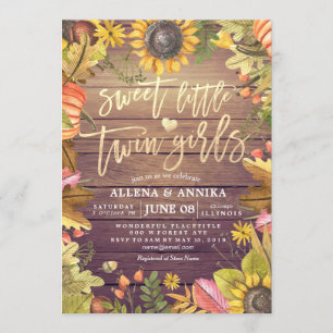 Convite Bebê Choreira Convida Pequenas Garotas Gêmeas Doce