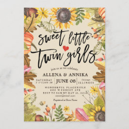 Convite Bebê Choreira Convida Pequenas Garotas Gêmeas Doce