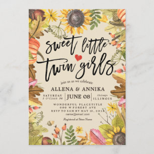 Convite Bebê Choreira Convida Pequenas Garotas Gêmeas Doce