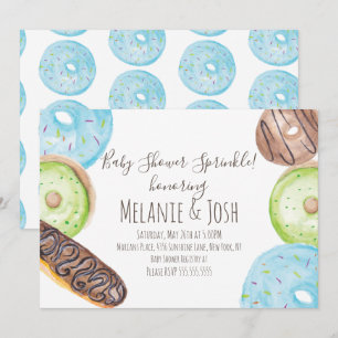 Convite Bebê Churrasco de Donut de Aquarela Doce Sprinkle