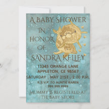 Bebê-Chuveiro "Golfinhos/Mãe e Bebê Dourados"