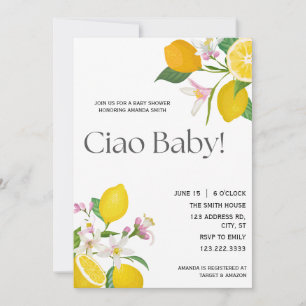 Convite "Bebê Ciao" Lindos Limões e Flores Italianos