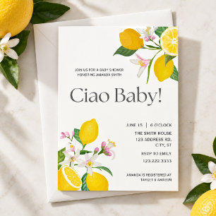 Convite "Bebê Ciao" Lindos Limões e Flores Italianos