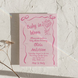 Convite Bebê com Buquê de Flor Desenhado na Mão de Sangue