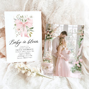 Convite Bebê cor-de-rosa com Chá de fraldas de Bloqueio Fl