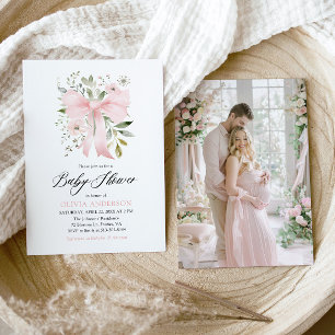 Convite Bebê cor-de-rosa com Chá de fraldas de Bloqueio Fl