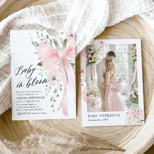 Convite Bebê cor-de-rosa com Chá de fraldas de Bloqueio Fl