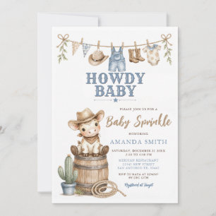 Convite Bebê Cowboy Bebê Howdy Sprinkle Fofo