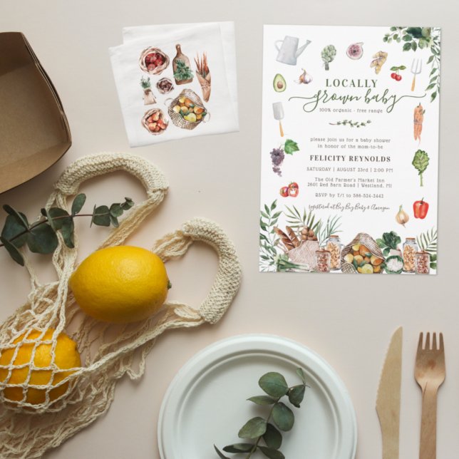 Convite Bebê crescido localmente | Chá de fraldas de merca (Criador carregado)