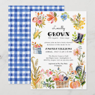 Convite Bebê crescido localmente Chá de fraldas de merca