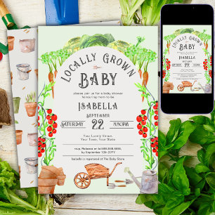 Convite Bebê Cultivado Localmente, Chá de Bebê no Mercado