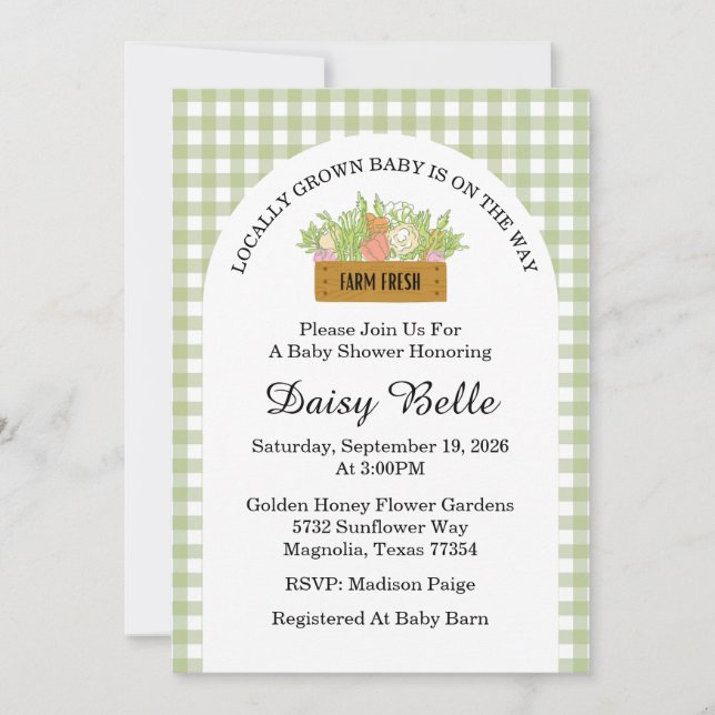 Convite Bebê Cultivado Localmente Está No Caminho Do Chá d (Frente)