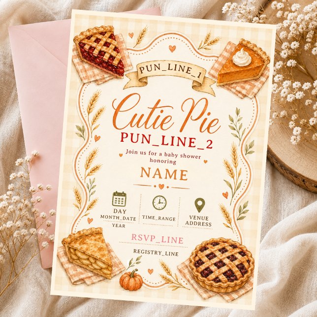 Convite Bebê Cutie Pie Pecan Abóbora Outono (Criador carregado)