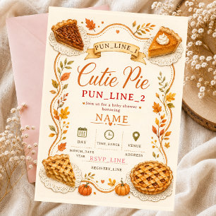 Convite Bebê Cutie Pie Pecan Abóbora Outono