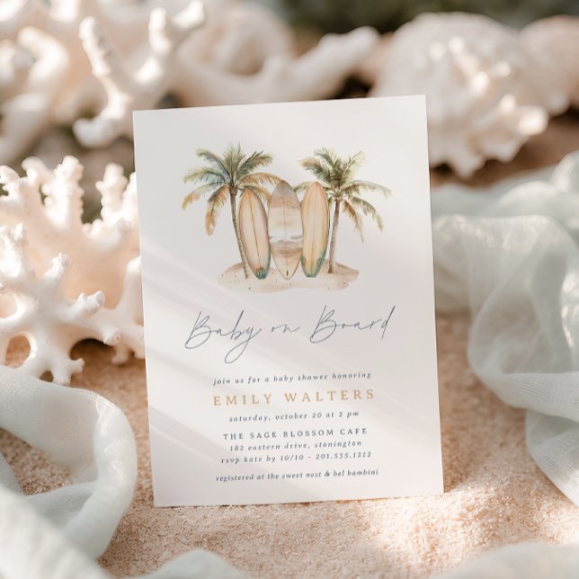 Convite Bebê da praia costeira no Chá de fraldas do tema d (Criador carregado)