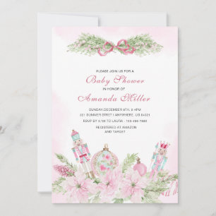 Convite Bebê de ballet do quebra-nozes de Natal em aquarel