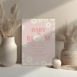 Convite Bebê de Bloom Daisy Chá de fraldas Rosa Floral