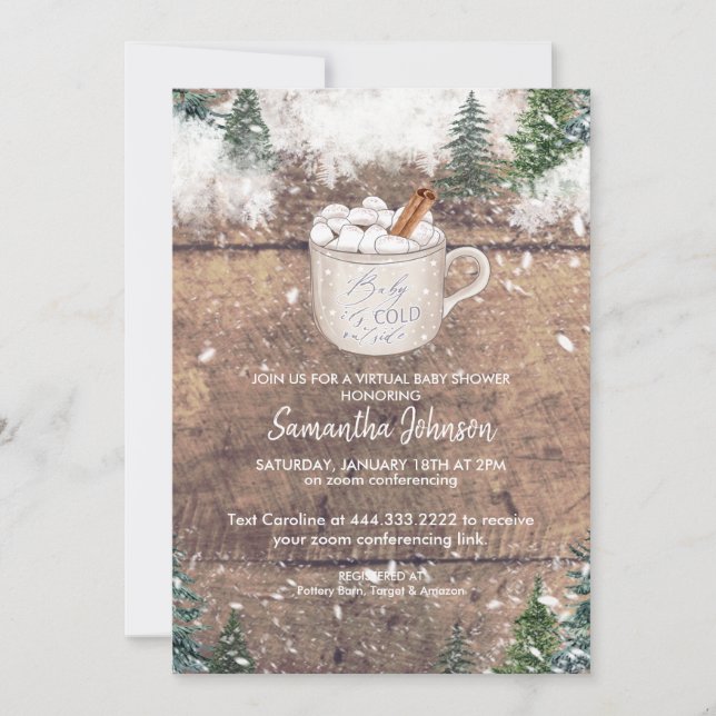 Convite Bebê de chocolate quente Está frio fora do azul II (Frente)