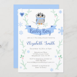 Convite Bebê de coruja linda no inverno