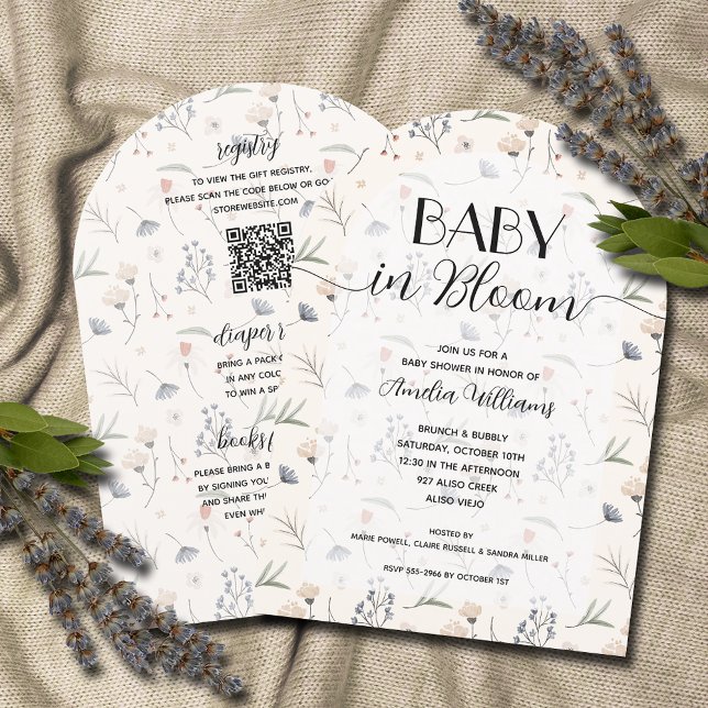 Convite Bebê de flor selvagem em Bloomia Tudo em Um Chá (Wildflower Baby in Bloom All in One Shower Invitations)