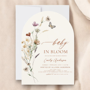 Convite Bebê de flor selvagem no Bloom Chá de fraldas Terr