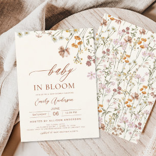 Convite Bebê de flor selvagem no Bloom Chá de fraldas Terr