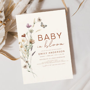 Convite Bebê de flor selvagem no Bloom Chá de fraldas Terr