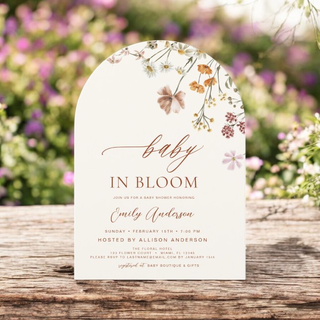 Convite Bebê de flor selvagem no Bloom Chá de fraldas Terr (Criador carregado)
