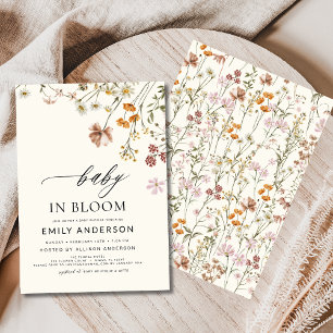 Convite Bebê de flor selvagem no Bloom Chá de fraldas Terr