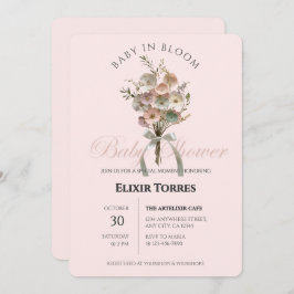 Convite Bebê de Flor Selvagem Preso no Chá de fraldas Bloo