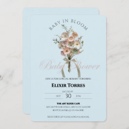 Convite Bebê de Flor Selvagem Preso no Chá de fraldas Bloo