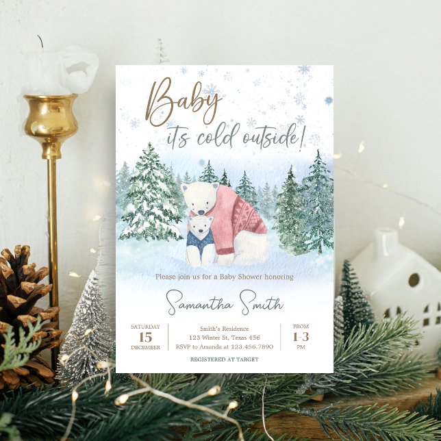 Convite Bebê de inverno Está Frio Fora do Chá de fraldas (Winter Baby Shower Invitation)