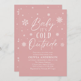Convite Bebê de inverno rosa É frio fora do Chá de fraldas