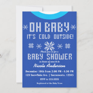 Convite BEBÊ DE INVERNO Suéter de Tricô para Chás de Bebê
