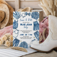 Bebê de Jeans Azul Revelação de Gênero Country Cas