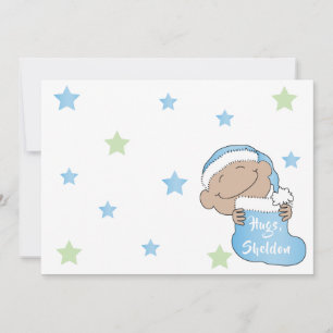Convite Bebê de Natal com Chapéu Azul
