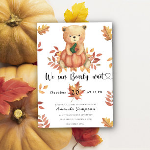 Convite Bebê de outono ursinho de pelúcia Pumpkin Churrasc