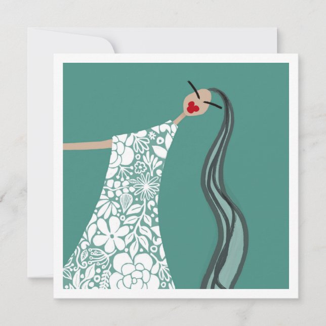 Convite Bebê de Praia em Flores Brancas Ilustração da Moda (Frente)