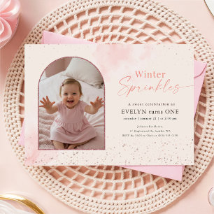 Convite Bebê de sprinkles de inverno Arco Foto Primeiro An