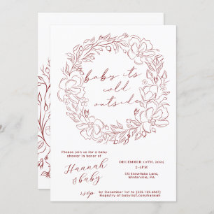 Convite Bebê desenhado à mão É frio fora do Chá Código QR