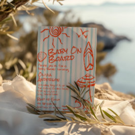 Convite Bebê Desenhado À Mão No Chá de fraldas Surf De Ver