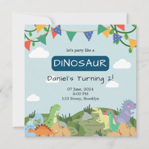 Convite Bebê Dinossauro Céu Azul Aniversário