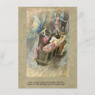 Convite Bebê dormindo com fadas para chá de fraldas