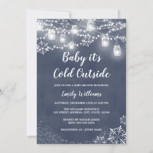 Convite Bebê é chá de fraldas azul do inverno da parte