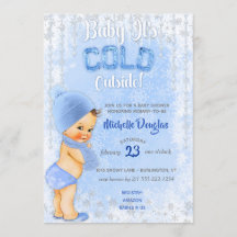 Bebê É Floco de Neve Frio Azul Menino Chuveiro