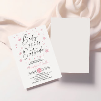 Convite Bebê, é frio fora da garota Chá de fraldas de floc