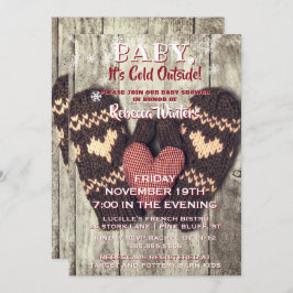 Convite Bebê É Frio Fora Da Madeira Rústica Chá De Inverno
